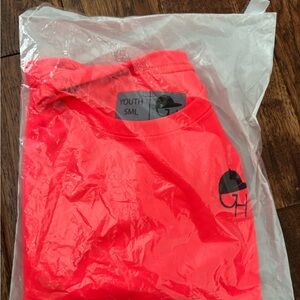 George Hats Small Youth Neon Coral Short Sleeve Sun Shirt Swim Rash Guard